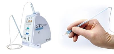 Fig. 3. The STA Wand System’s ergonomic design and computer-controlled dental injection improves comfort for both dentist and patient, respectively.